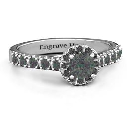 Graceful Shine Vintage Ring in 925 Sterling Silver with Alexandrite and Black Premium Zirconia