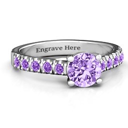 Vintage Diana Ring in 925 Sterling Silver with Amethyst Premium Zirconia and Amethyst
