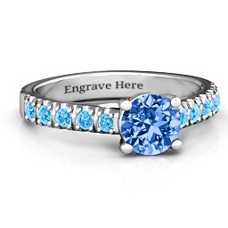 Vintage Diana Ring in 925 Sterling Silver with Fancy Blue Premium Zirconia and Blue Topaz