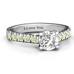 Vintage Diana Ring – Sterling Silver with White Premium Zirconia and Peridot