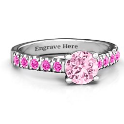 Vintage Diana Ring in 925 Sterling Silver with Fancy Pink Premium Zirconia and Pink Tourmaline