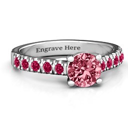 Vintage Diana Ring in 925 Sterling Silver with Red Premium Zirconia and Ruby