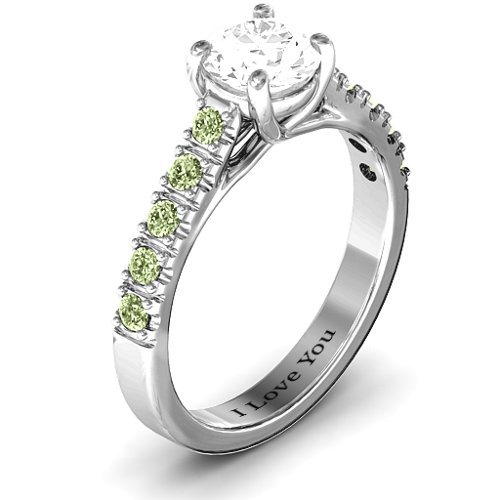 Vintage Diana Ring – Sterling Silver with White Premium Zirconia and Peridot