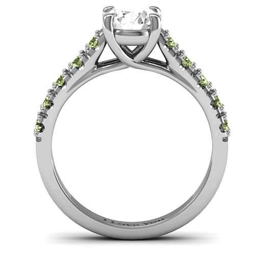 Vintage Diana Ring – Sterling Silver with White Premium Zirconia and Peridot