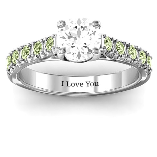 Vintage Diana Ring – Sterling Silver with White Premium Zirconia and Peridot