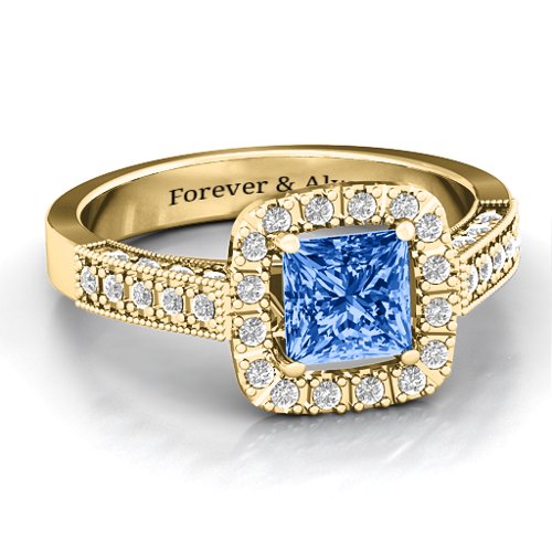 Brilliant Princess Ring with Profile Accents