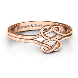 Tangled Hearts Infinity Ring in 10K Solid Rose Gold