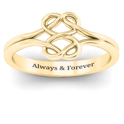 Tangled Hearts Infinity Ring – 10K Yellow Gold