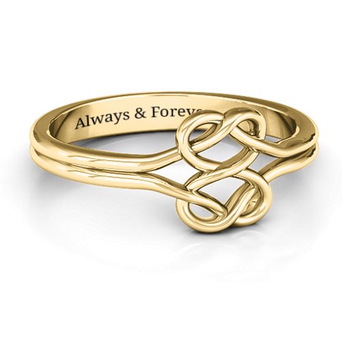 Tangled Hearts Infinity Ring – 10K Yellow Gold