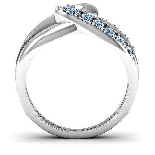 Infinity Embrace Ring – Sterling Silver with Aquamarine