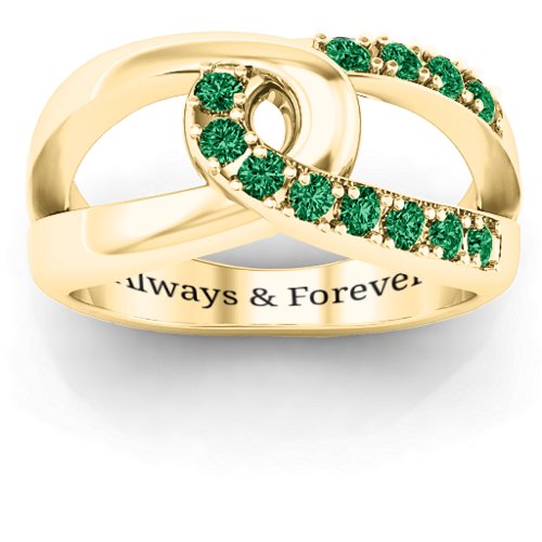 Infinity Embrace Ring – 10K Yellow Gold with Emerald