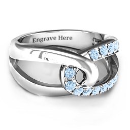 Infinity Embrace Ring in 925 Sterling Silver with Aquamarine