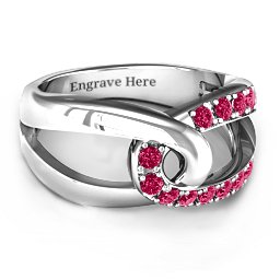 Infinity Embrace Ring in 925 Sterling Silver with Ruby