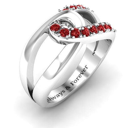 Infinity Embrace Ring – Sterling Silver with Garnet