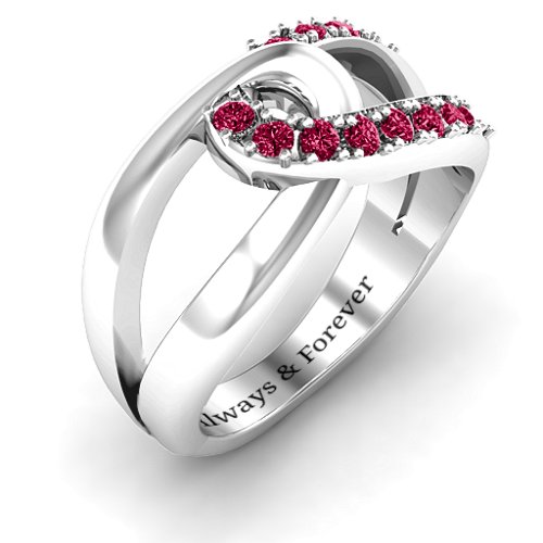 Infinity Embrace Ring – Sterling Silver with Ruby