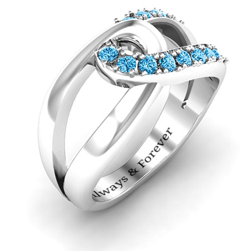 Infinity Embrace Ring – Sterling Silver with Blue Topaz