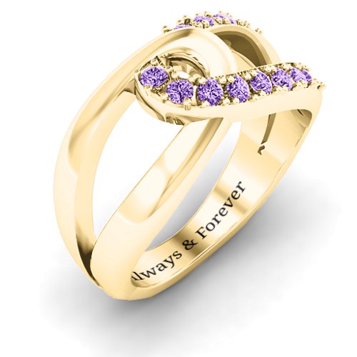 Infinity Embrace Ring – 10K Yellow Gold with Amethyst
