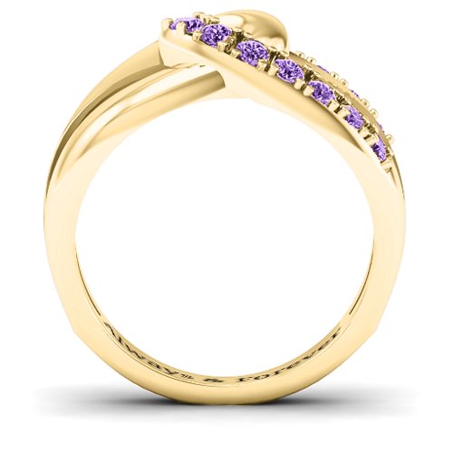 Infinity Embrace Ring – 10K Yellow Gold with Amethyst