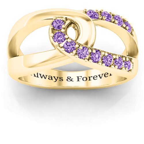 Infinity Embrace Ring – 10K Yellow Gold with Amethyst
