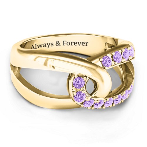 Infinity Embrace Ring – 10K Yellow Gold with Amethyst
