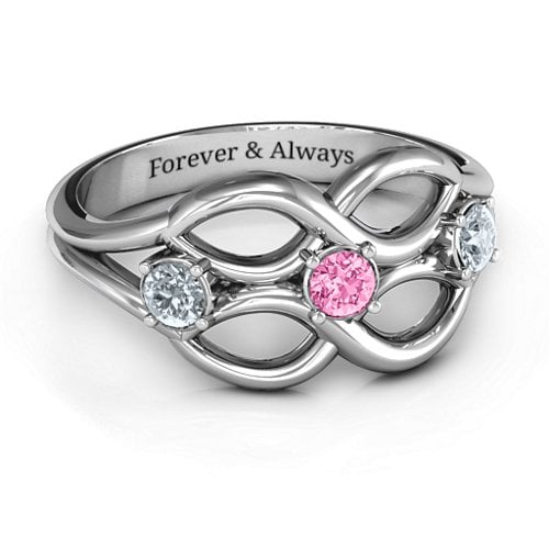 Double Infinity Ring with Triple Stones