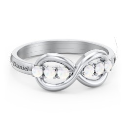 Engravable Infinity Ring with Birthstones