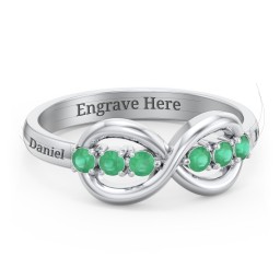 Engravable Infinity Ring with Birthstones