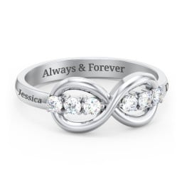 Engravable Infinity Ring with Birthstones
