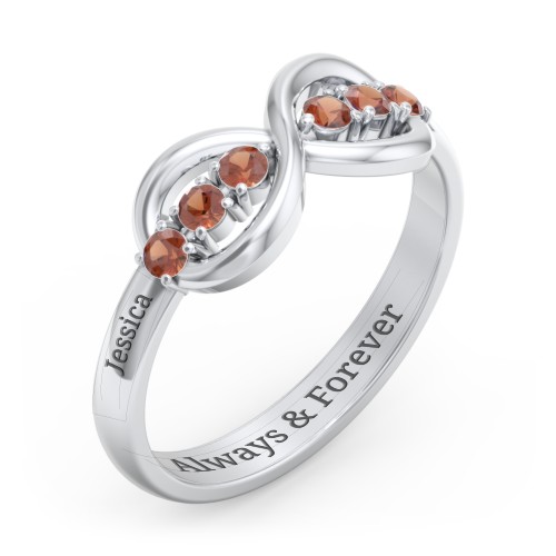 Engravable Infinity Ring with Birthstones