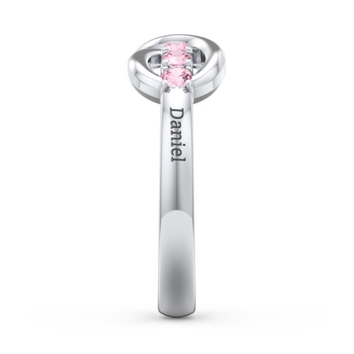 Engravable Infinity Ring with Birthstones – Sterling Silver with Pink Tourmaline