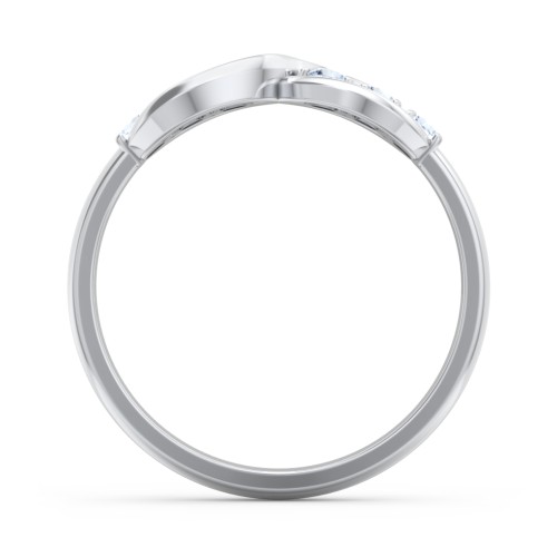 Engravable Infinity Ring with Birthstones – Sterling Silver with Aquamarine