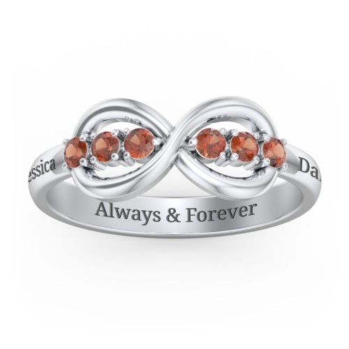 Engravable Infinity Ring with Birthstones