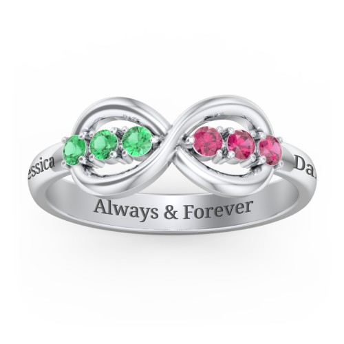 Engravable Infinity Ring with Birthstones