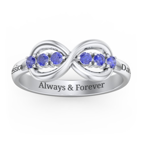 Engravable Infinity Ring with Birthstones