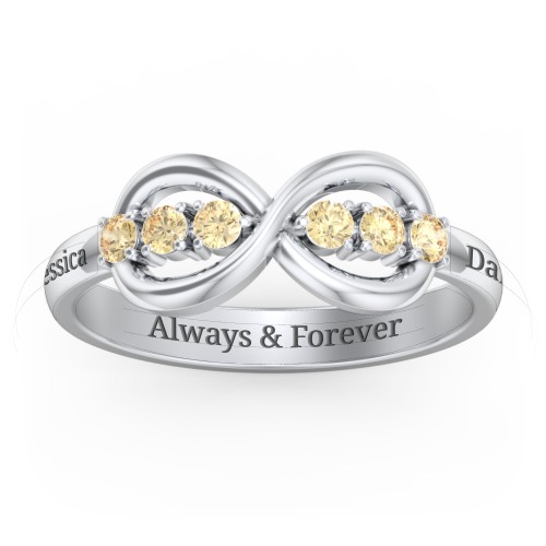 Engravable Infinity Ring with Birthstones