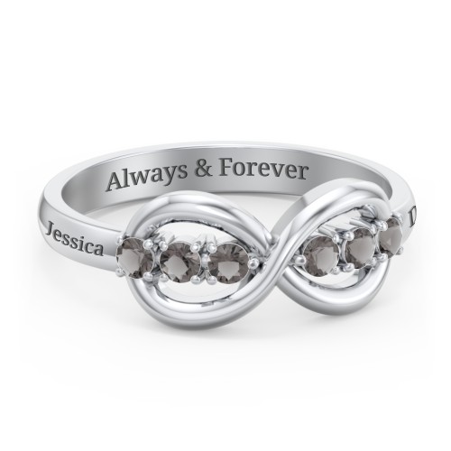 Engravable Infinity Ring with Birthstones