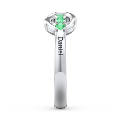 Engravable Infinity Ring with Birthstones – Sterling Silver with Emerald