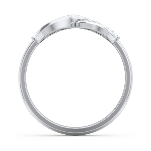 Engravable Infinity Ring with Birthstones – Sterling Silver with Cubic Zirconia
