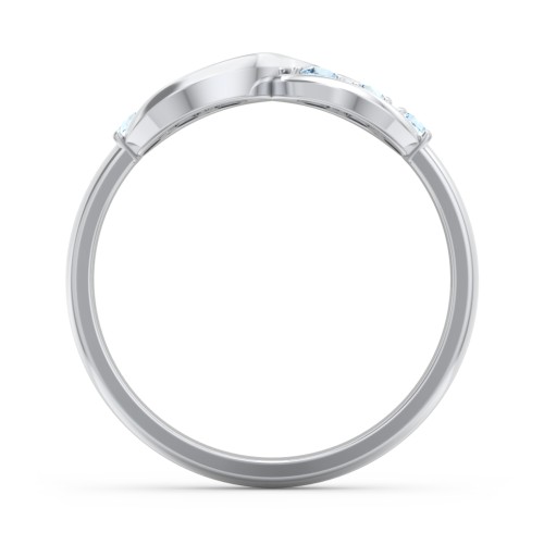 Engravable Infinity Ring with Birthstones – Sterling Silver with Blue Topaz