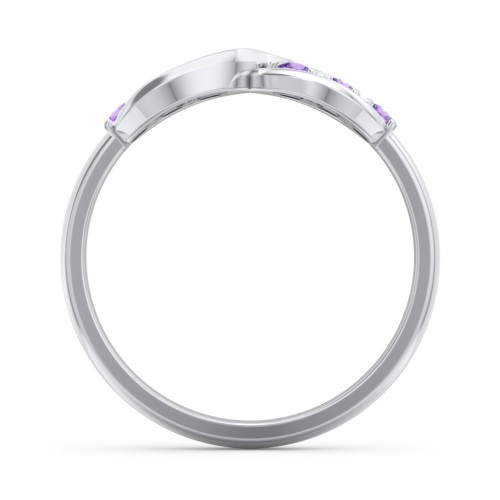 Engravable Infinity Ring with Birthstones – Sterling Silver with Amethyst