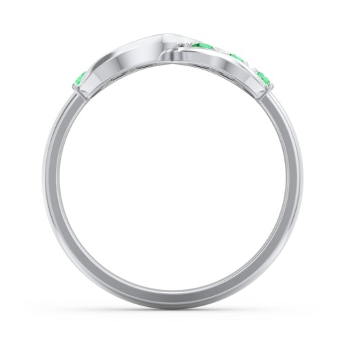 Engravable Infinity Ring with Birthstones – Sterling Silver with Emerald