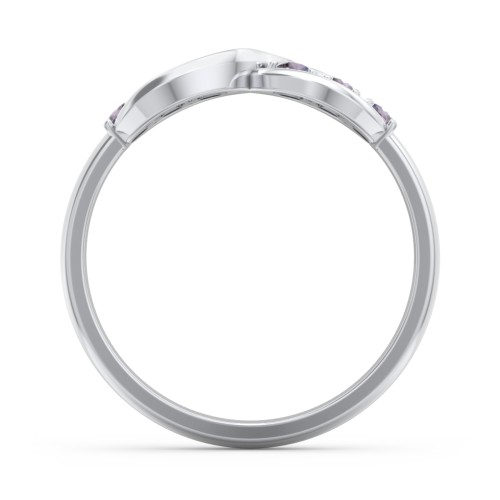Engravable Infinity Ring with Birthstones – Sterling Silver with Alexandrite