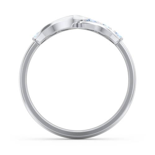 Engravable Infinity Ring with Birthstones – Sterling Silver with Blue Topaz