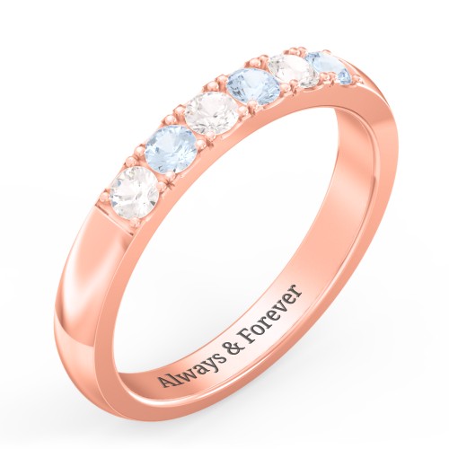 3 - 11 Gemstone Affinity Ring – 10K Rose Gold with Cubic Zirconia and Aquamarine