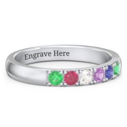 3 - 11 Gemstone Affinity Ring in 925 Sterling Silver with Emerald, Ruby, Cubic Zirconia, Amethyst, Blue Sapphire, and Pink Tourmaline