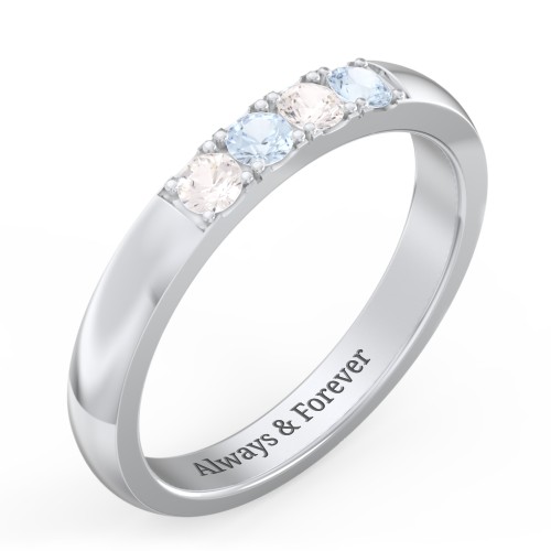 3 - 11 Gemstone Affinity Ring – Sterling Silver with Cubic Zirconia and Aquamarine