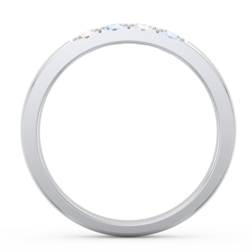 3 - 11 Gemstone Affinity Ring – Sterling Silver with Cubic Zirconia and Aquamarine