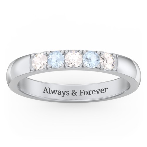 3 - 11 Gemstone Affinity Ring – Sterling Silver with Cubic Zirconia and Aquamarine