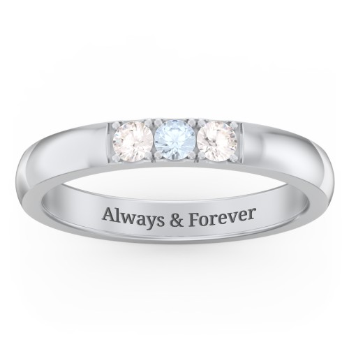 3 - 11 Gemstone Affinity Ring – Sterling Silver with Cubic Zirconia and Aquamarine