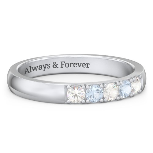 3 - 11 Gemstone Affinity Ring – Sterling Silver with Cubic Zirconia and Aquamarine